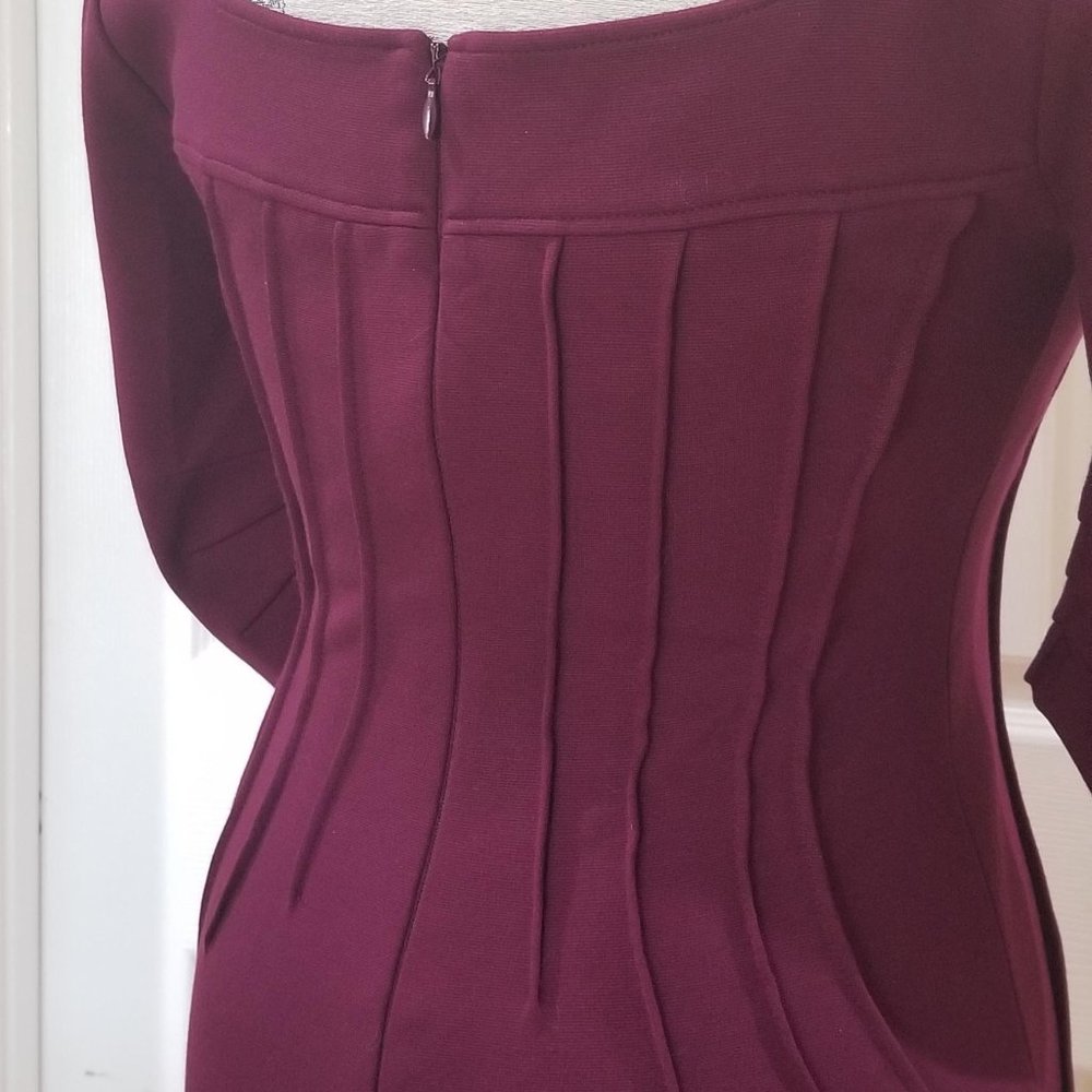 Maggy London Ponte Dress in Wine - Picture 10 of 16